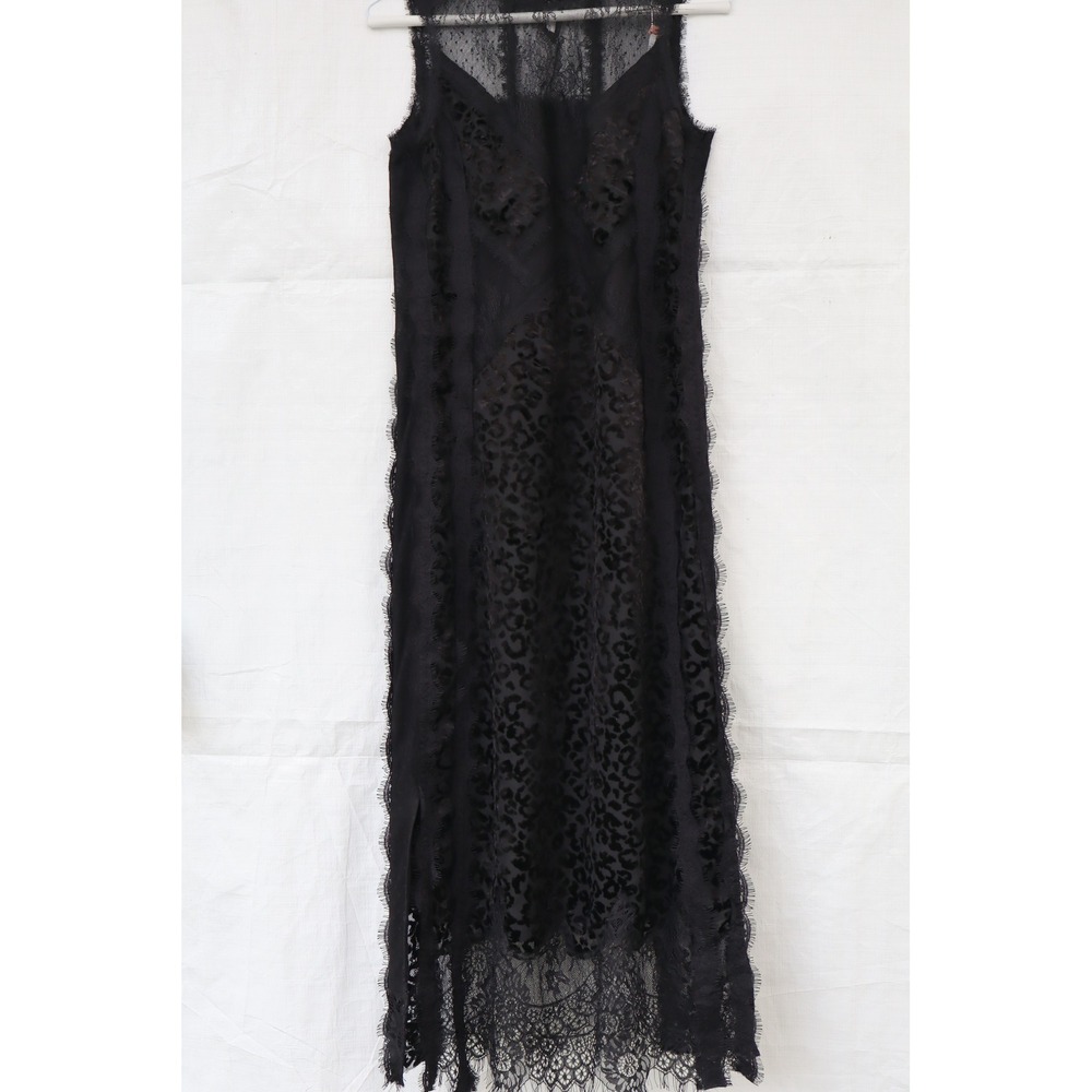AllSaints Black Lace Leopard Devore Women Midi Dress Sleeveless High Neck US XS - Picture 11 of 15